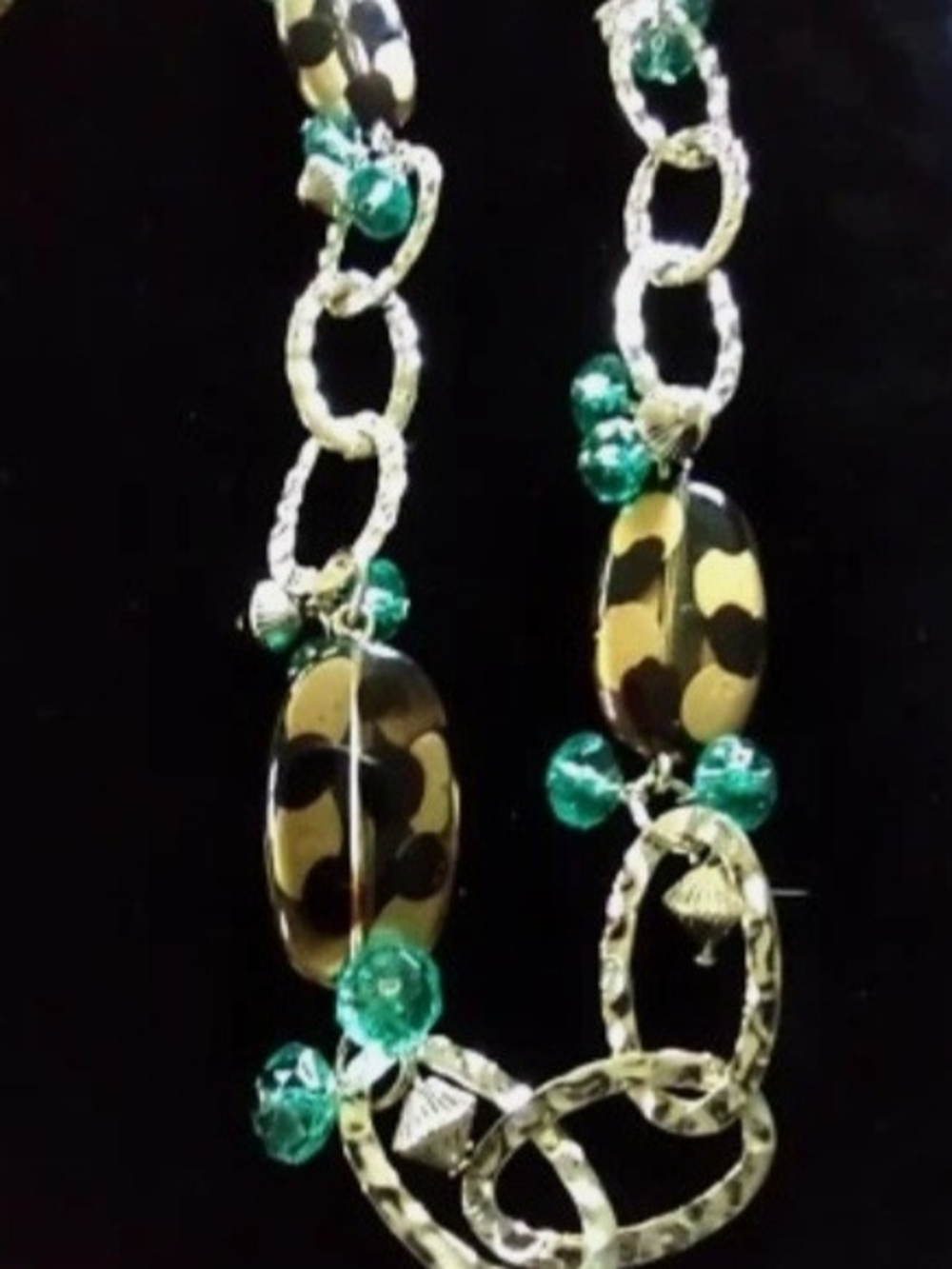 Joan Rivers Faux Tortoise Shell Green Bead and Gold-Tone 36" Necklace